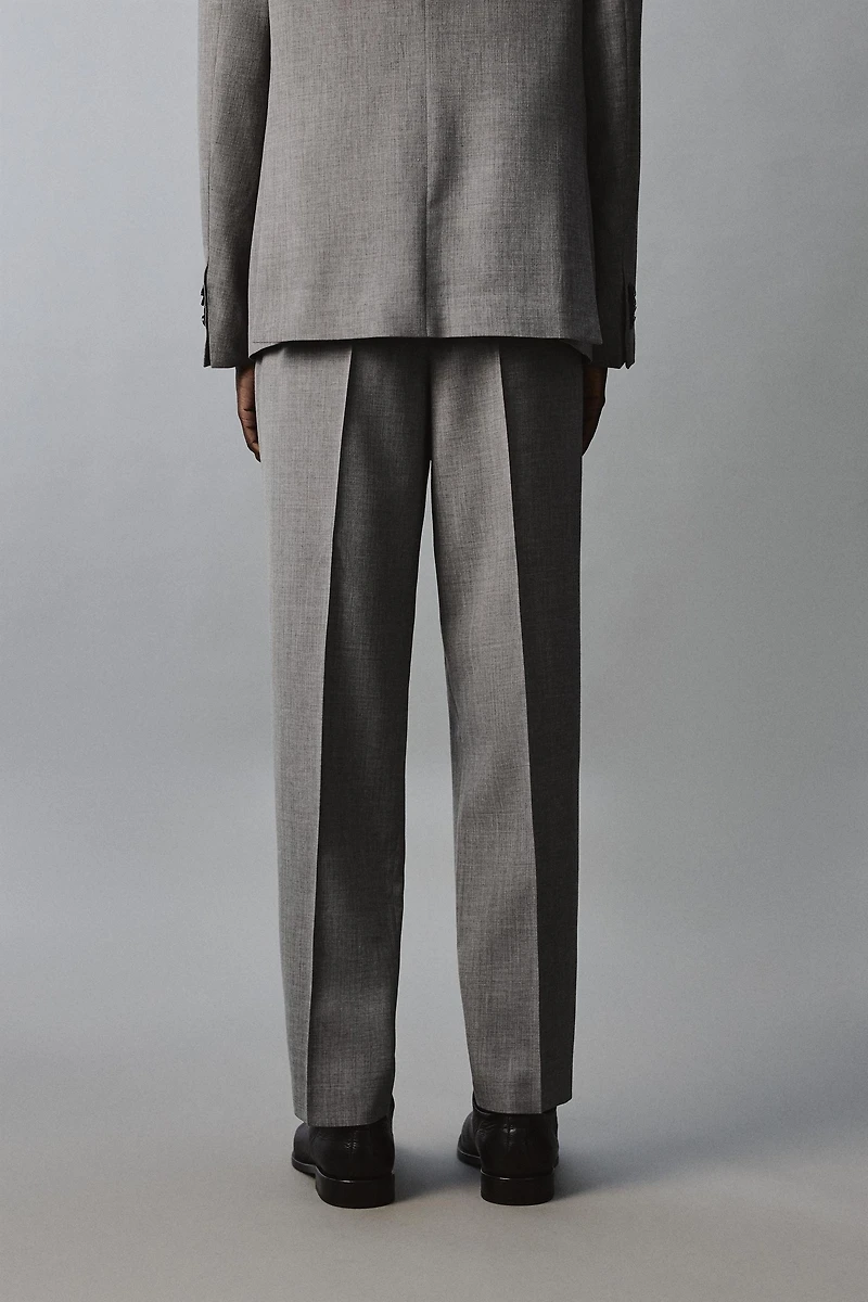 SLIM FIT STRUCTURED SUIT PANTS