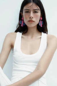 RAFFIA GLITTER CACTUS EARRINGS
