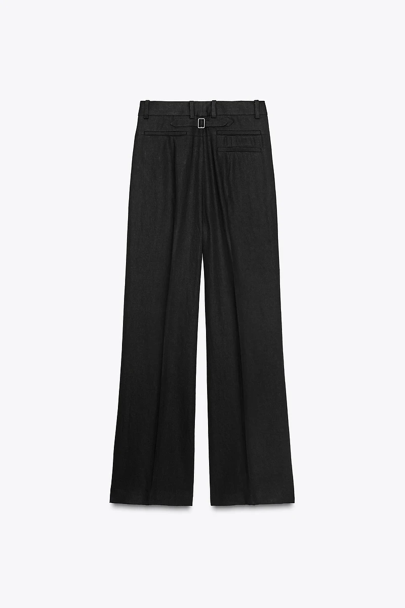 LINEN BLEND BUCKLE PANTS ZW COLLECTION