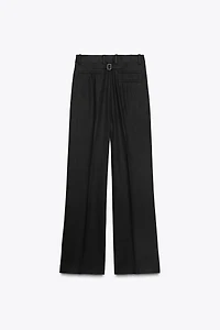 LINEN BLEND BUCKLE PANTS ZW COLLECTION
