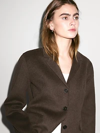 Blazer à col sartorial en laine mélangée