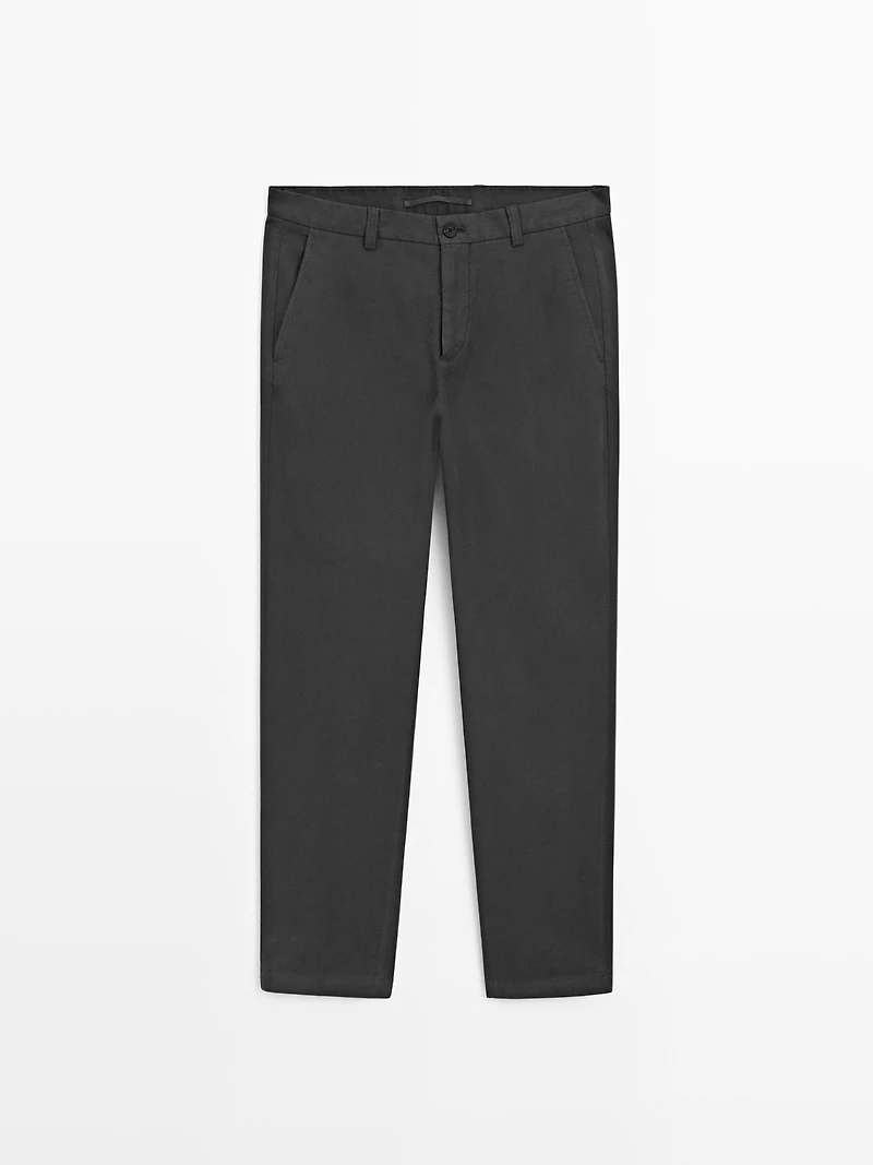 Slim fit textured trousers