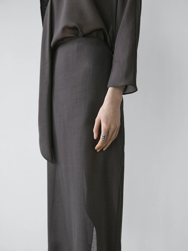 Jupe midi droite transparente - STUDIO