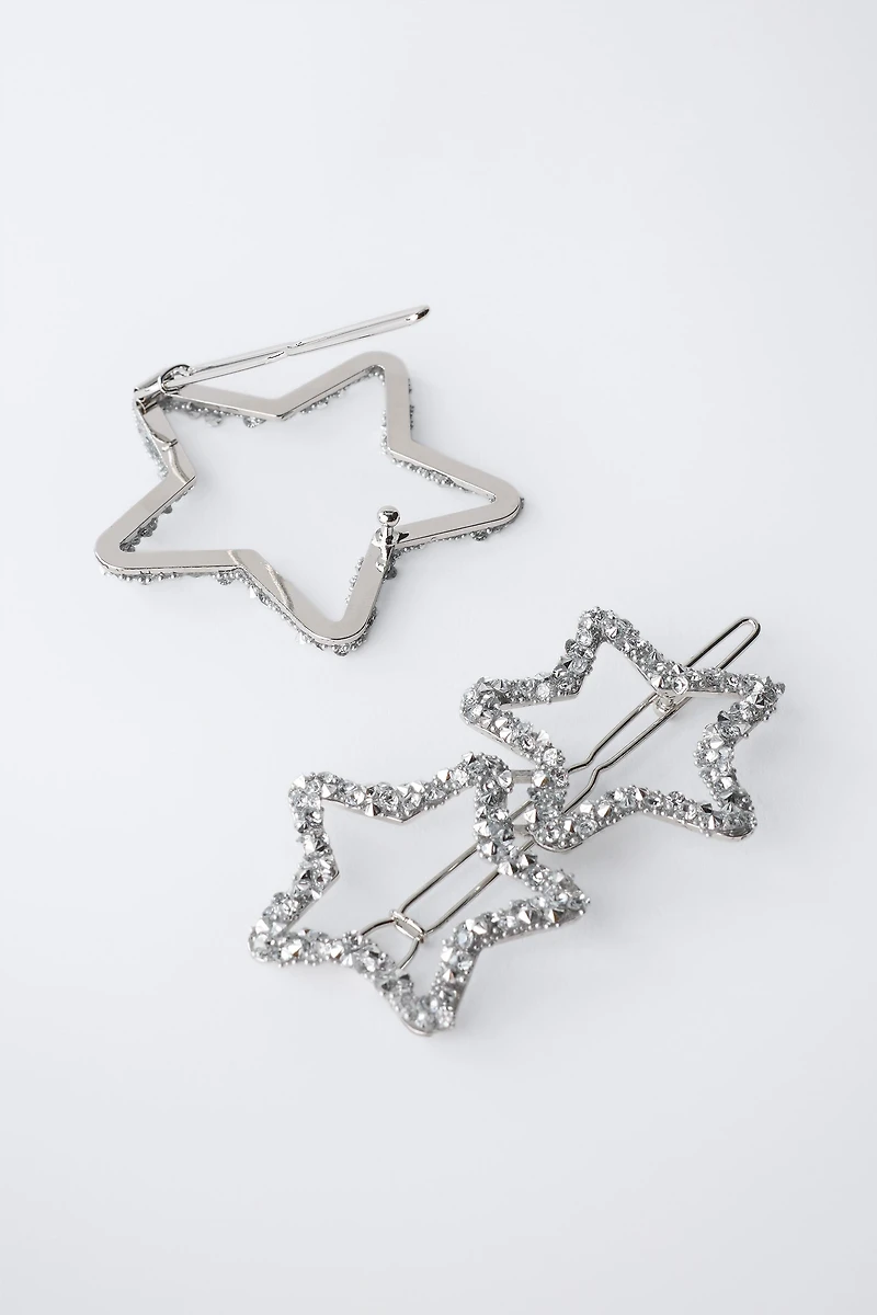 PACK OF THREE SPARKLY STAR HAIR CLIPS