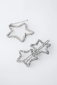 PACK OF THREE SPARKLY STAR HAIR CLIPS