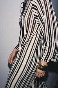 STRIPED KNIT DRESS WITH LINEN