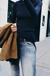 RIBBED KNIT POLO TOP