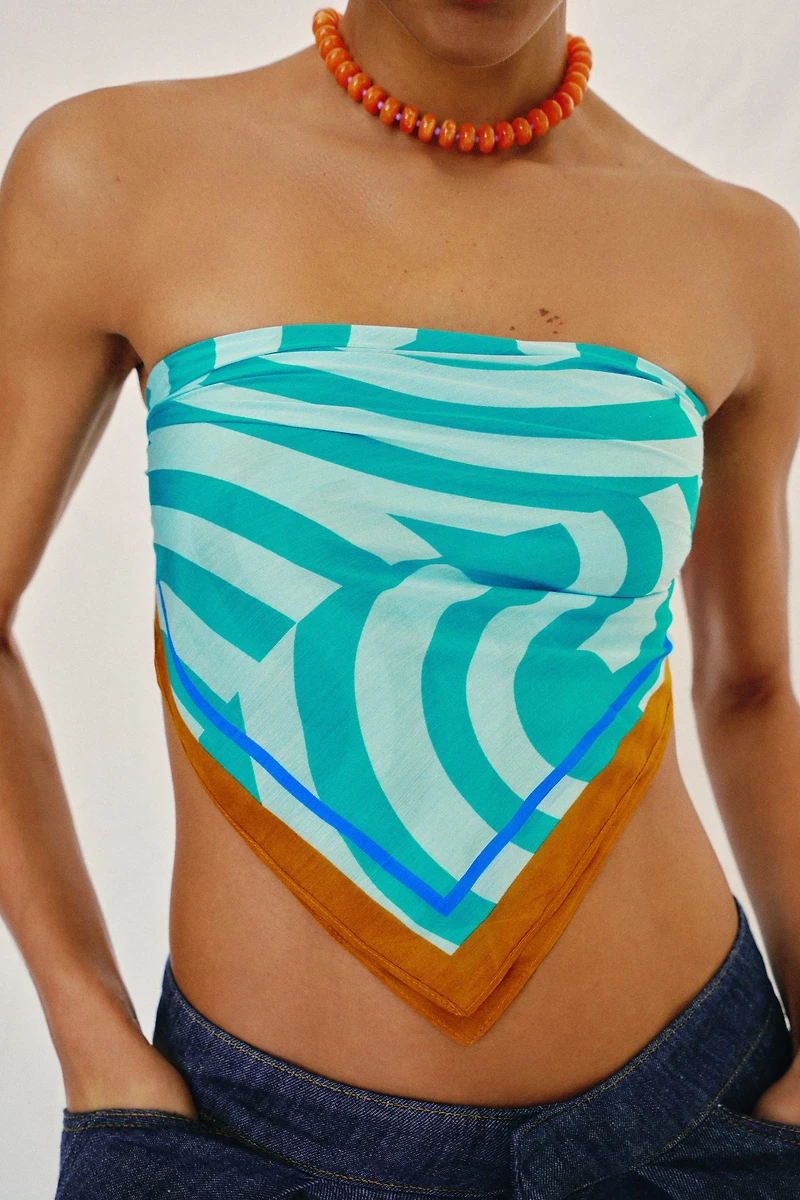 WAVE PRINT SILK SCARF