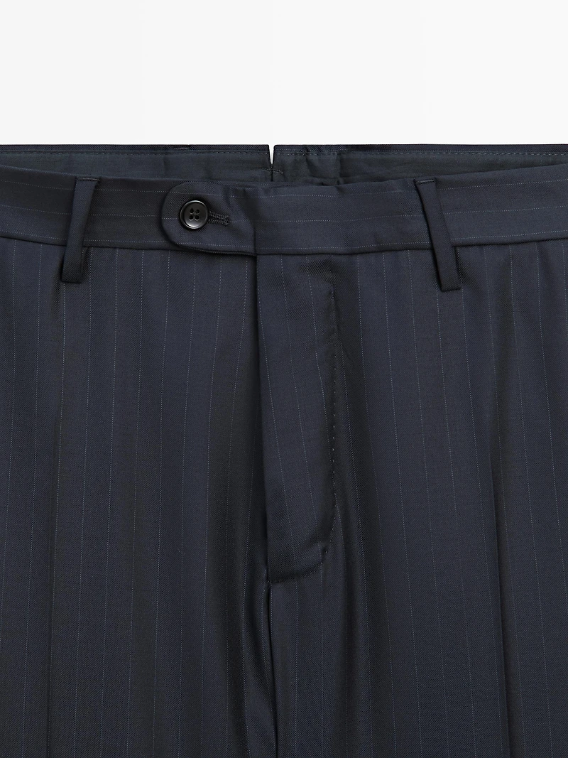 Pantalon de costume à rayures en laine froide