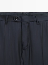 Pantalon de costume à rayures en laine froide