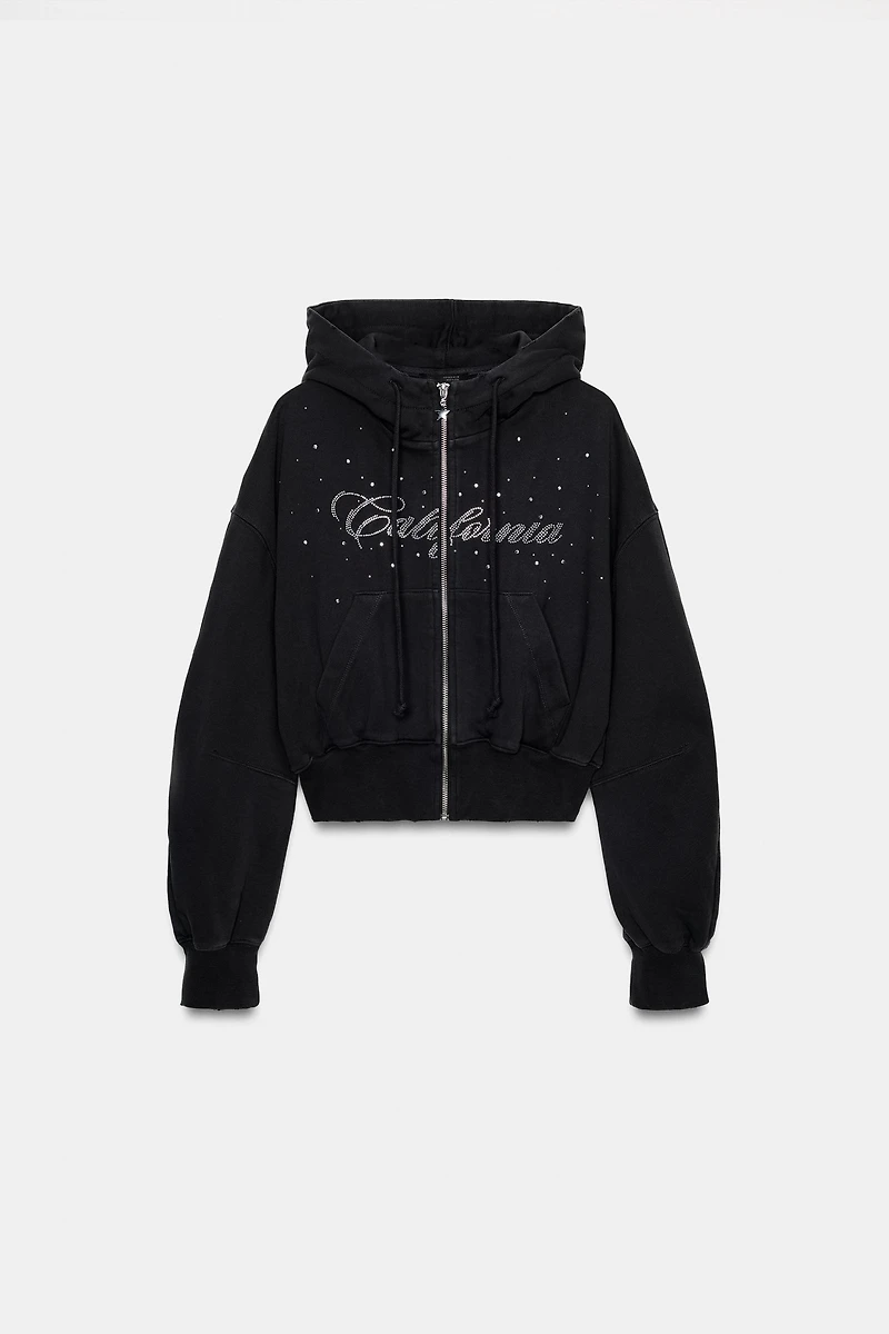 TEXT SWEATSHIRT WITH SHINY DETAILS