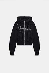TEXT SWEATSHIRT WITH SHINY DETAILS