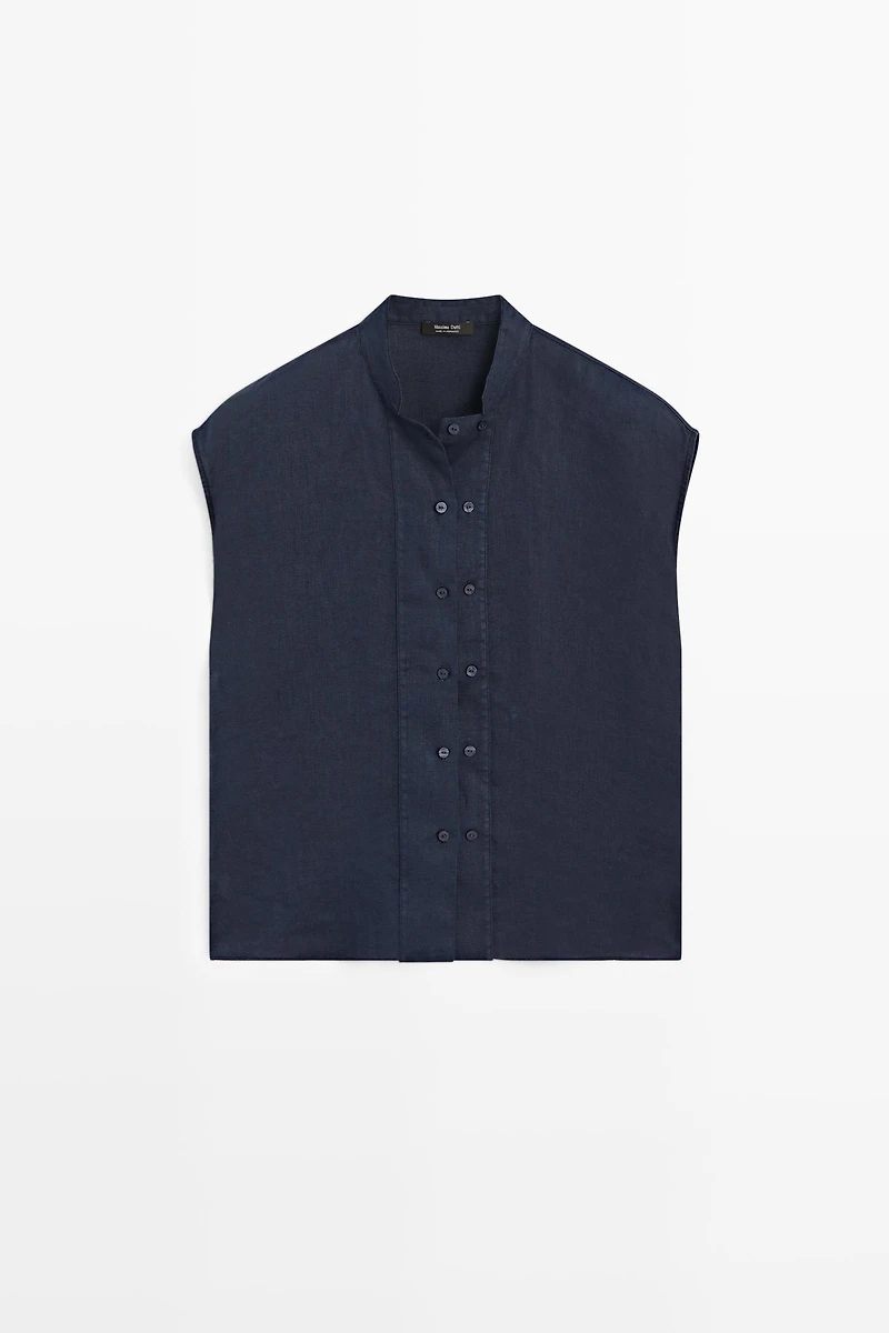 Flowing 100% linen shirt with button detail