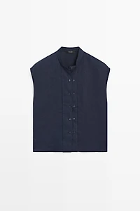 Flowing 100% linen shirt with button detail