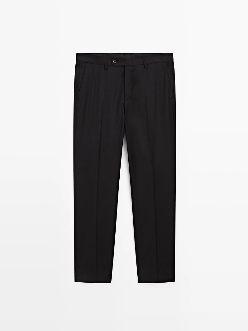 Wool blend flannel suit trousers