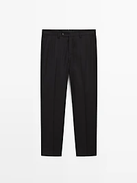 Wool blend flannel suit trousers