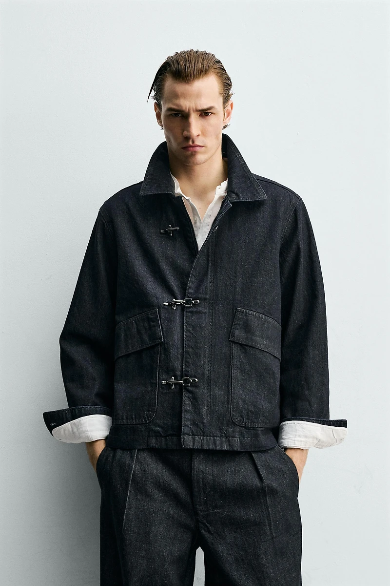 METALLIC FIREMAN CLASP DENIM JACKET