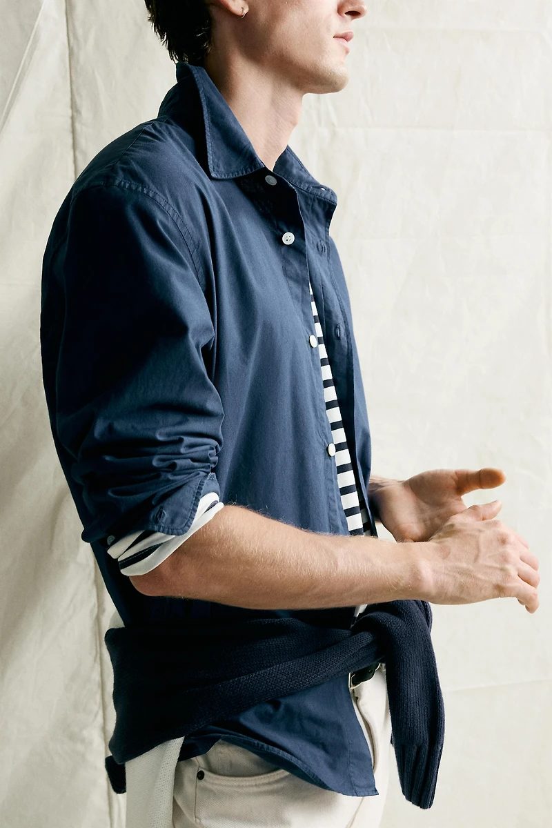 INDIGO COTTON RELAXED-FIT SHIRT