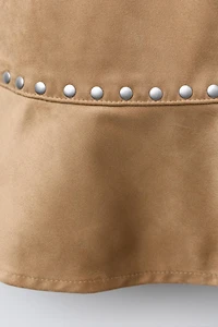 STUDDED FAUX SUEDE DRESS
