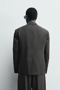 DOUBLE BREASTED WOOL BLEND SUIT JACKET