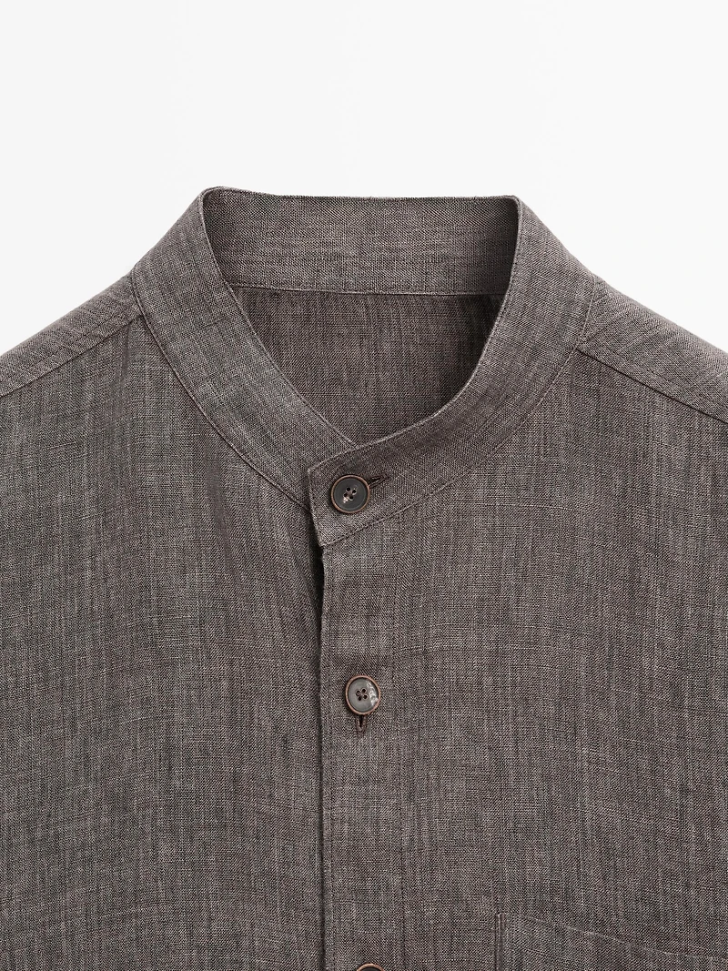 Relaxed fit overshirt with a stand collar