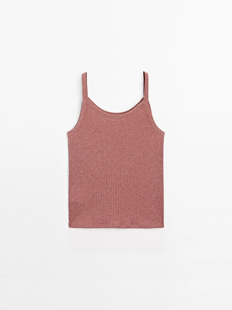 100% cotton marl strappy top