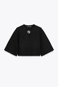 TEXTURED KNIT CARDIGAN WITH BUTTON
