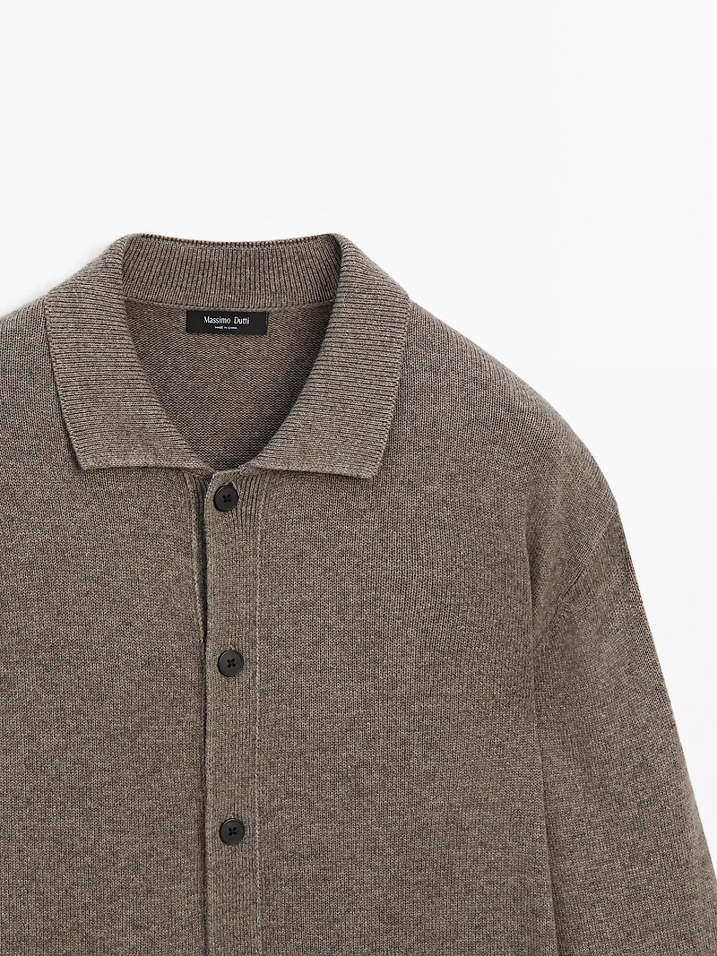 Cotton blend knit cardigan