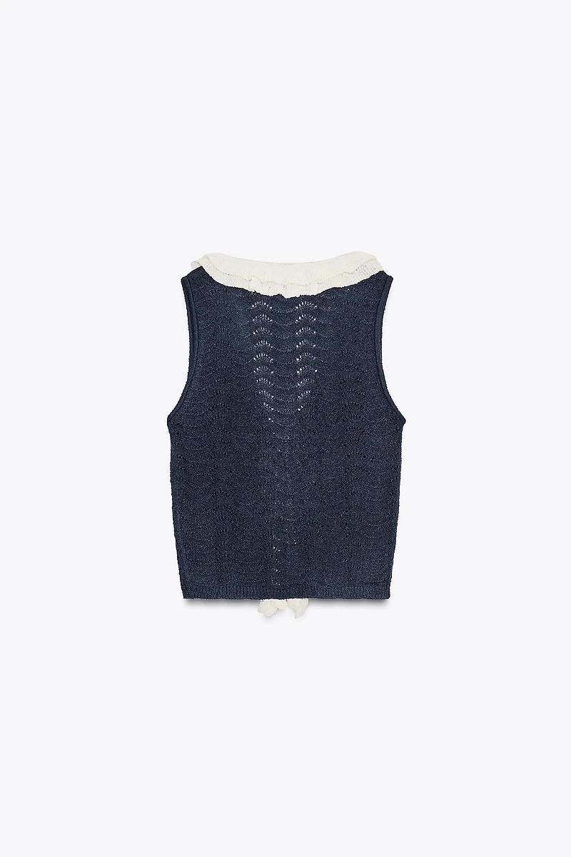 CONTRAST RUFFLE TOP