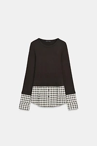 CONTRAST PLAID T-SHIRT