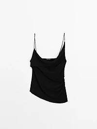100% cotton top with asymmetric neckline