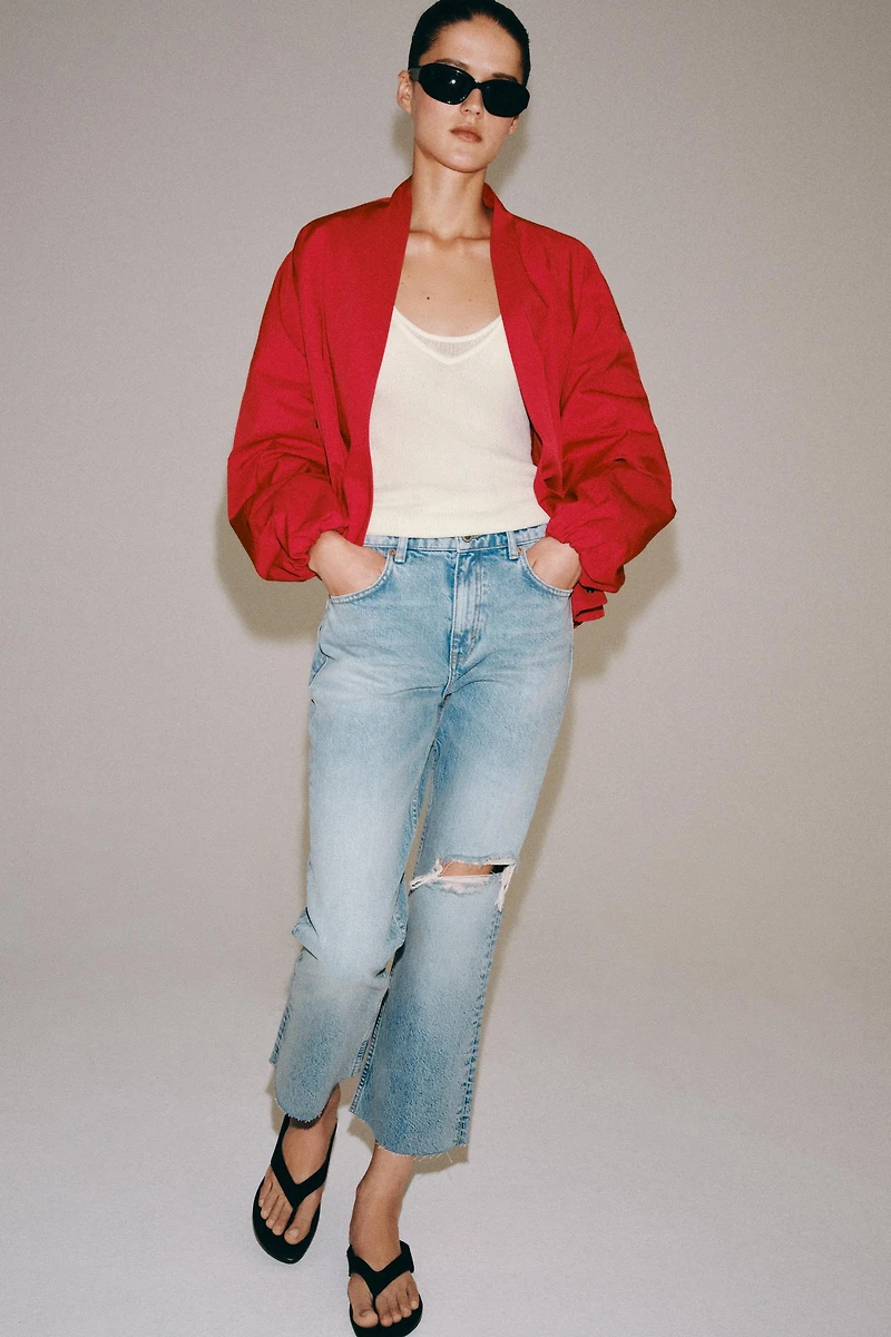 ZW COLLECTION RELAXED BOOTCUT MID-RISE CROPPED JEANS
