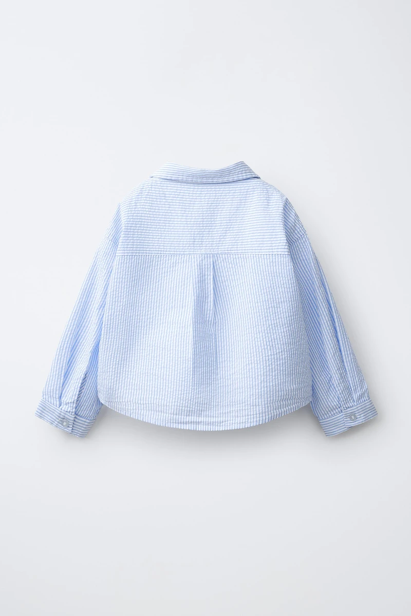 STRIPED SHIRT AND EMBROIDERED PUPPY T-SHIRT SET