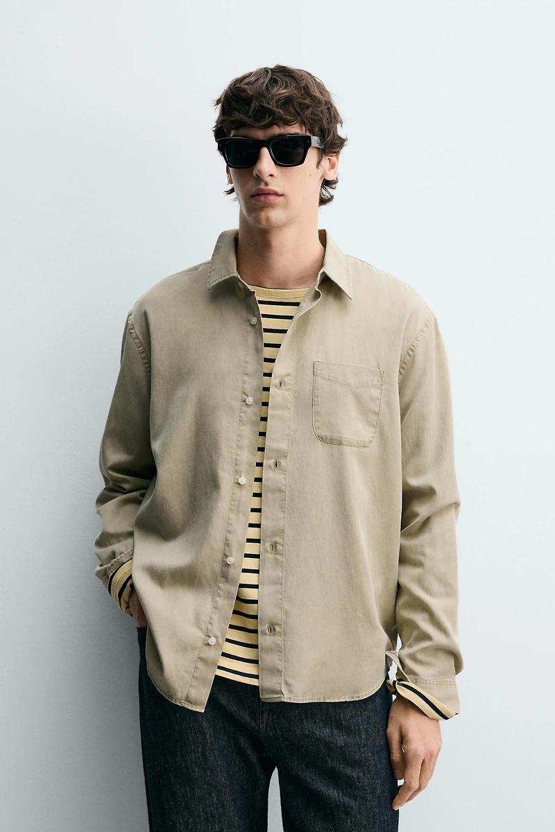 REGULAR FIT LYOCELL - COTTON SHIRT
