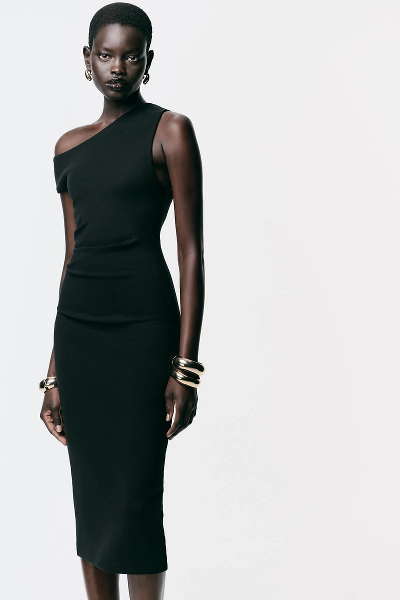 RUCHED MIDI DRESS