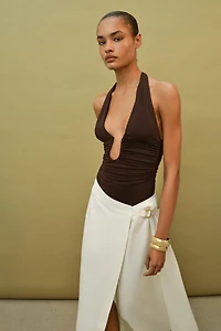 DRAPED POLYAMIDE BODYSUIT