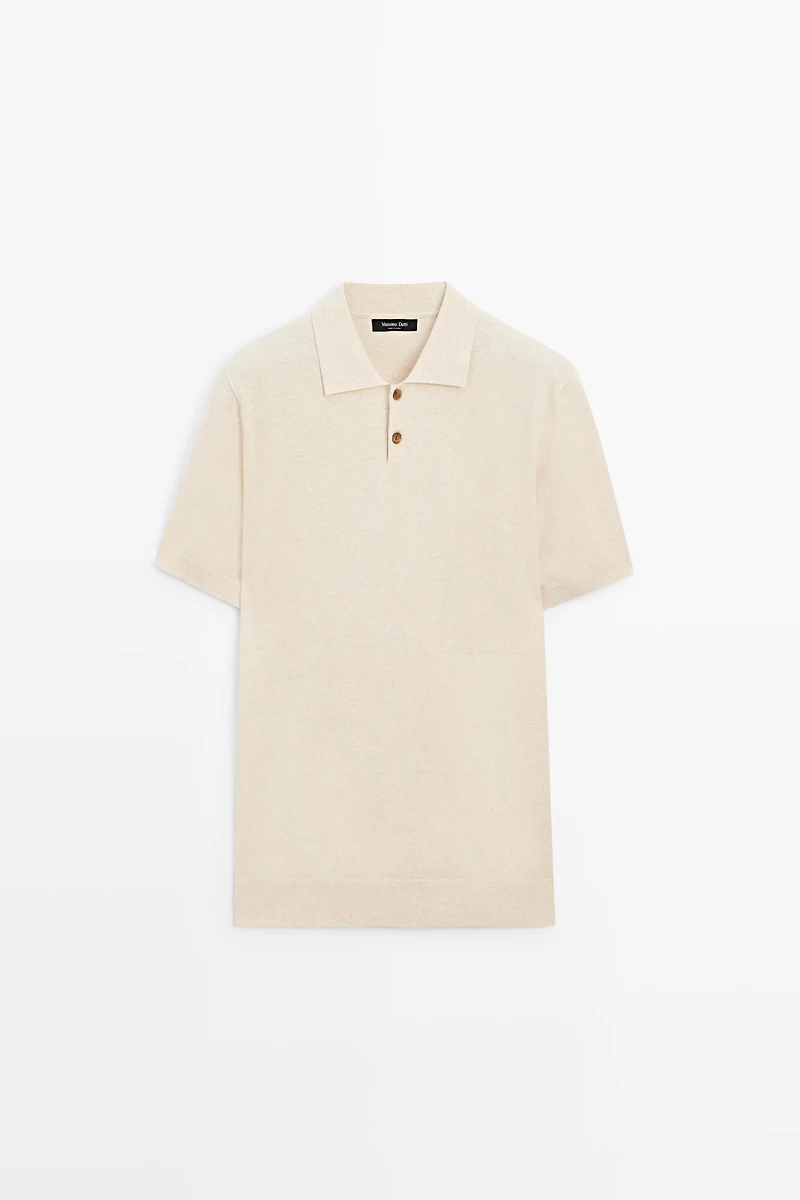 Cotton linen blend polo shirt