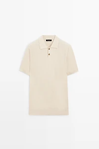 Cotton linen blend polo shirt