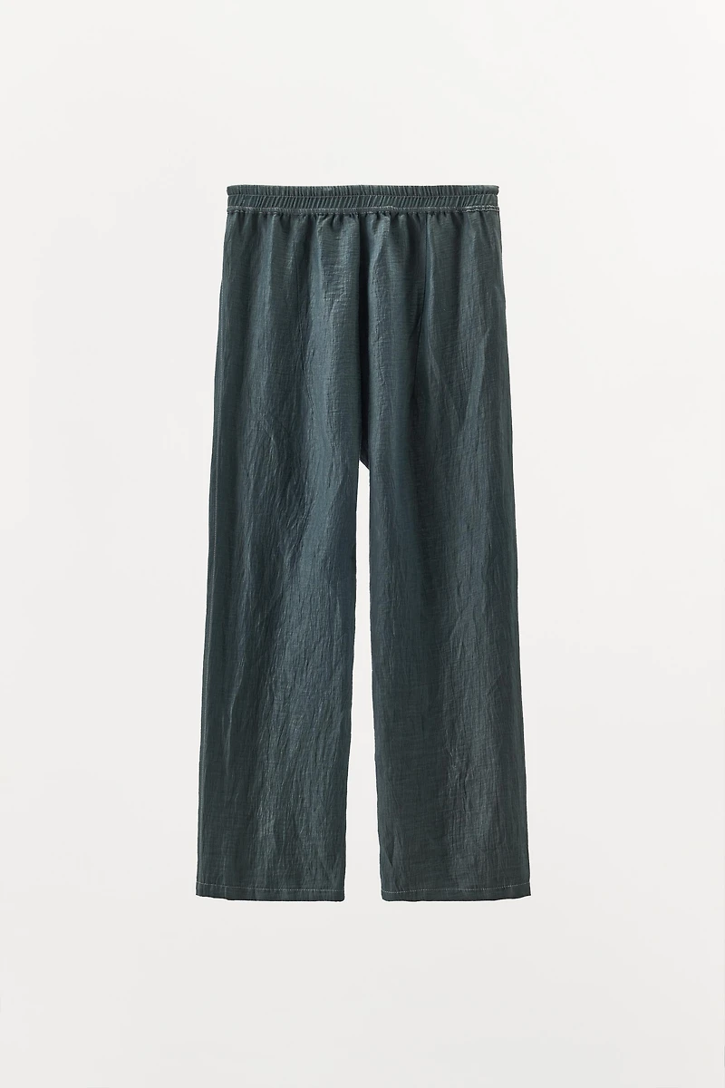 LINEN PANTS WITH CONTRAST STITCHING