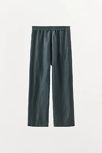 LINEN PANTS WITH CONTRAST STITCHING
