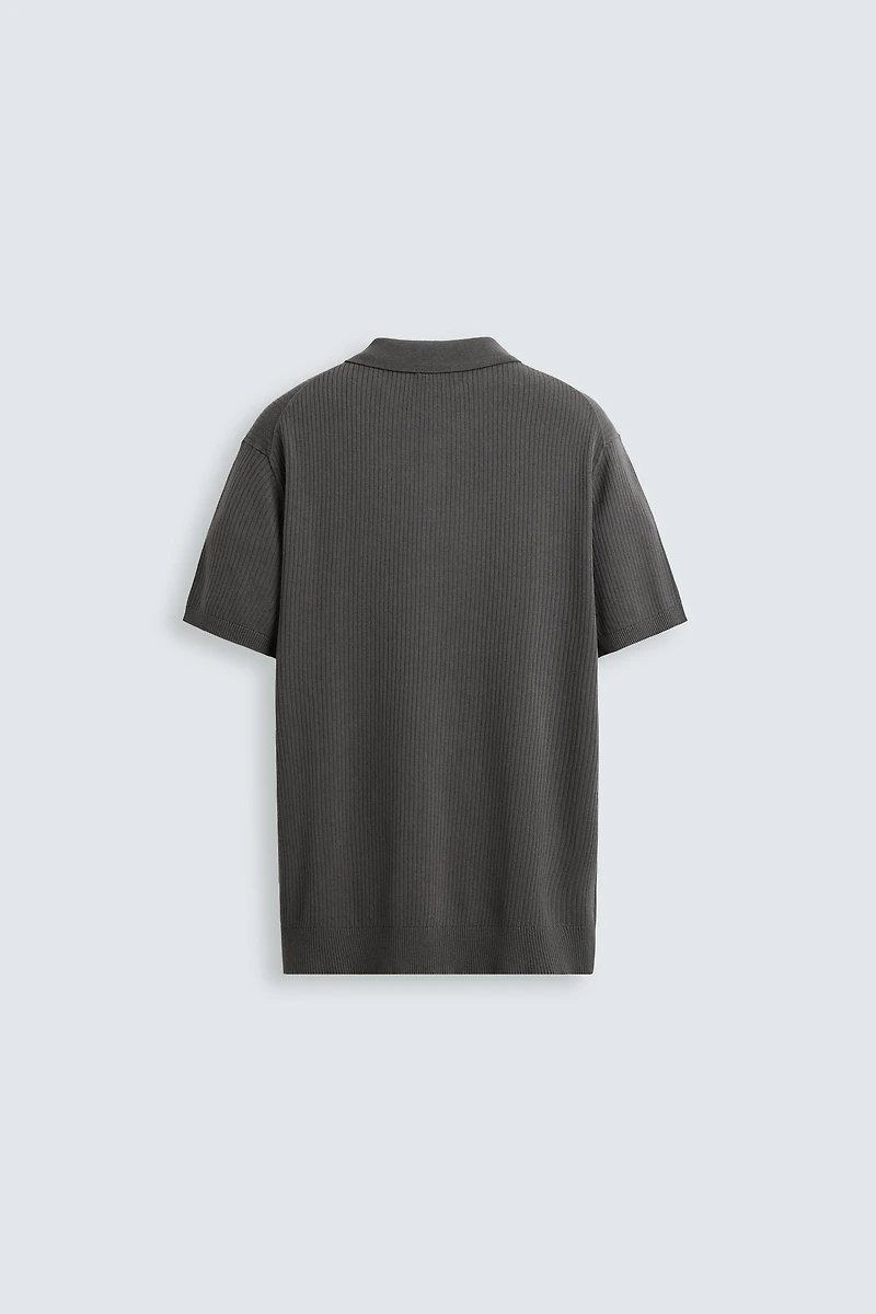 RIB KNIT POLO SHIRT