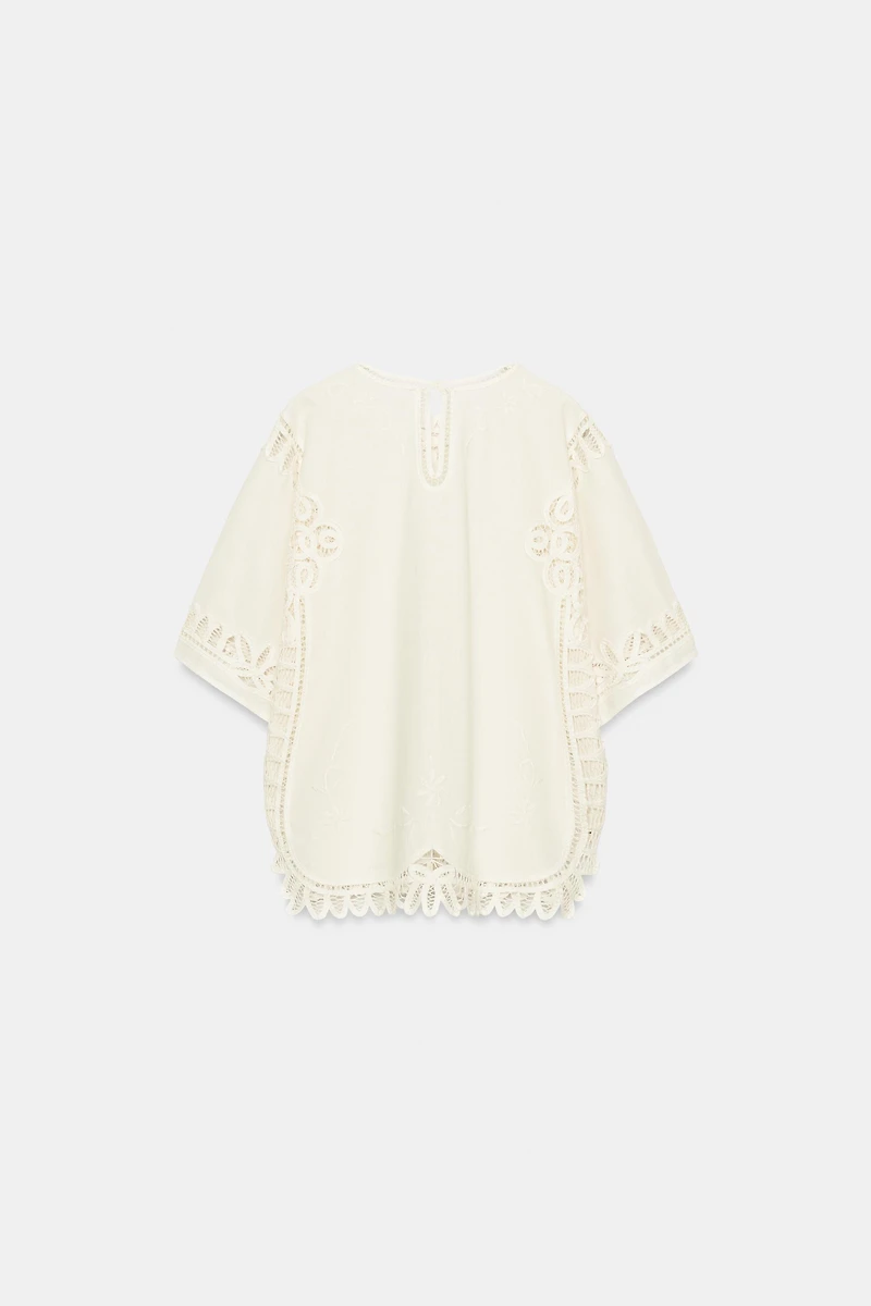 LINEN BLEND EMBROIDERED BLOUSE ZW COLLECTION