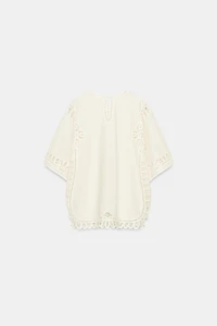 LINEN BLEND EMBROIDERED BLOUSE ZW COLLECTION