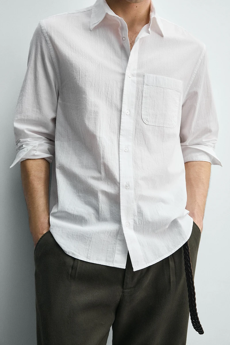 REGULAR FIT WRINKLE EFFECT SHIRT