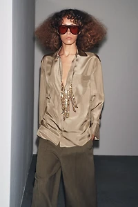 ZW COLLECTION SILK POCKET SHIRT