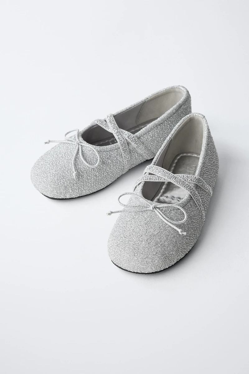 SILVER PARTY BALLET FLATS