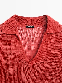 Open-knit sweater with polo collar - Studio