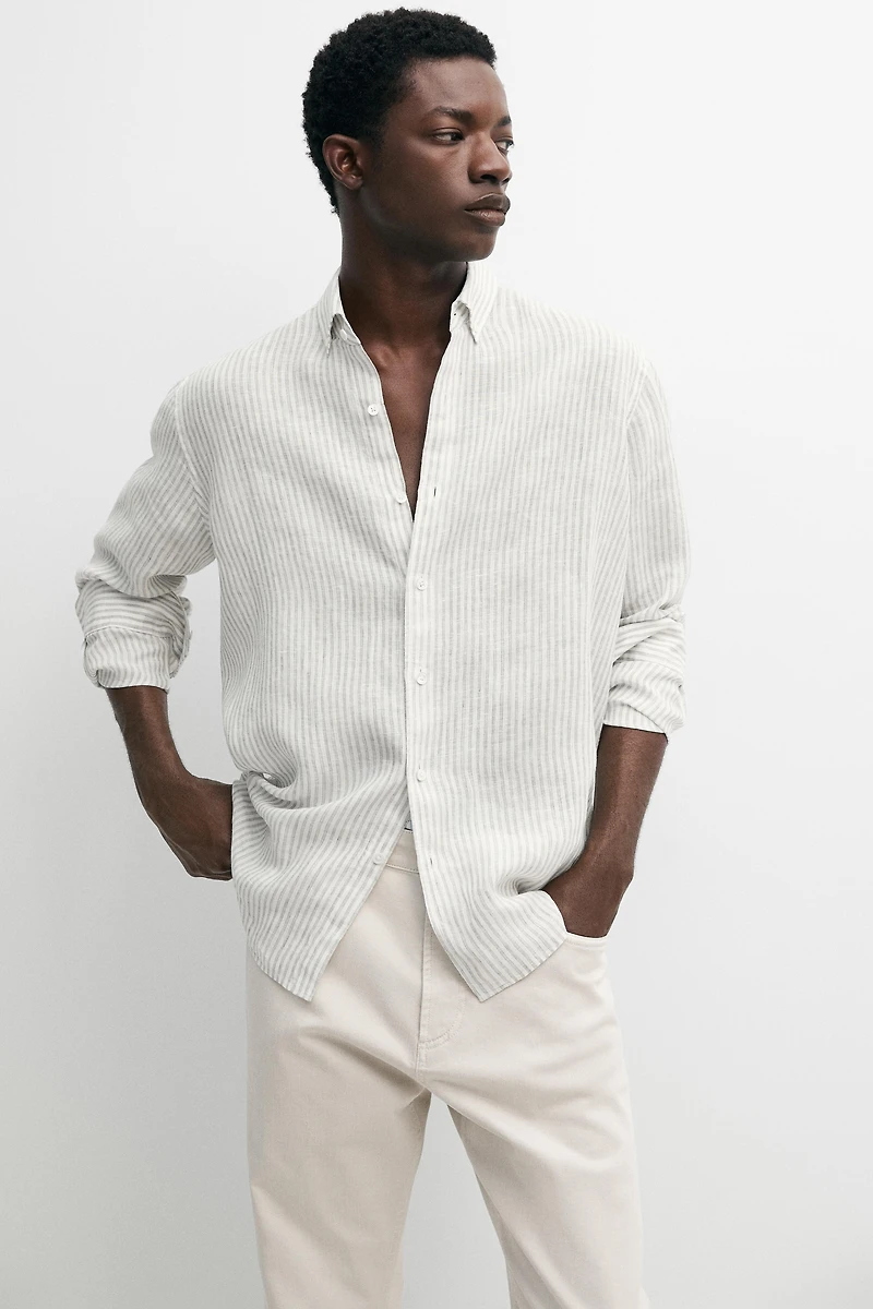Chemise slim milleraies 100 % lin