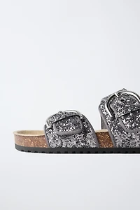 GLITTER BUCKLE SANDALS