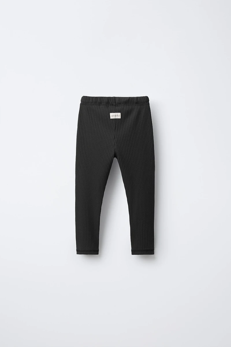 RIBBED LEGGINGS WITH LABEL